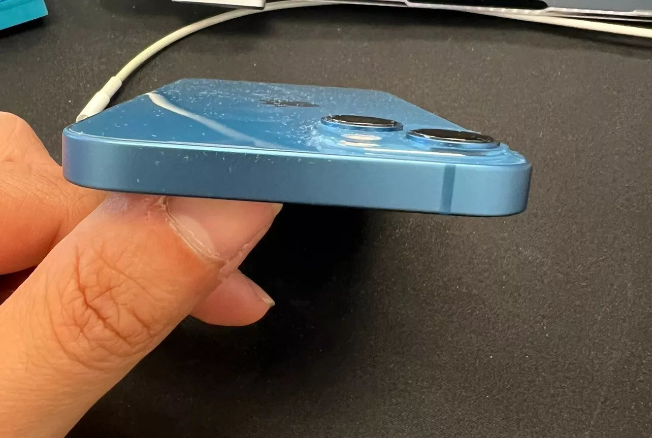 iPhone 13 Blue Back Housing Replacement With Small Parts Frame OEM Pull Grade A