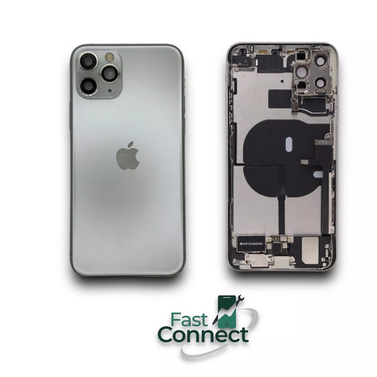 iPhone 11 Pro Back Housing Replacement Silver white OEM W Small Parts Grade B