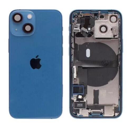 iPhone 13 Blue Back Housing Replacement With Small Parts Frame OEM Pull Grade A