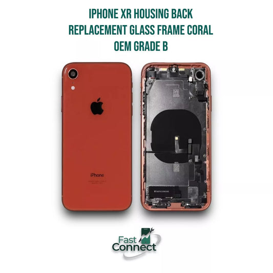 iPhone XR Housing Back Replacement Glass Frame Coral Original OEM Pull Grade B