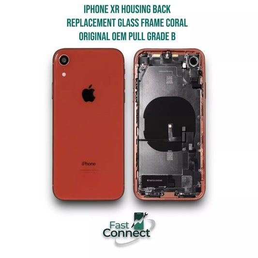 iPhone XR Housing Back Replacement Glass Coral Original OEM Pull Grade AB